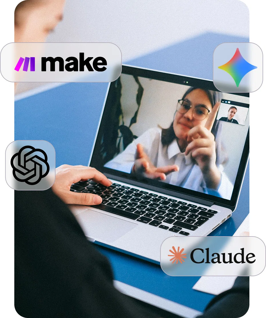 Session de formation en visioconférence avec Make, ChatGPT, Gemini et Claude